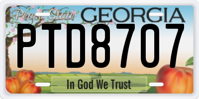 GA license plate PTD8707