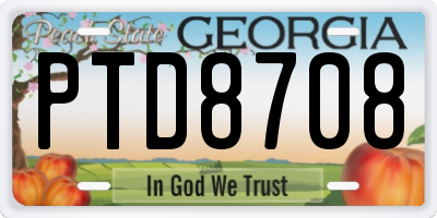 GA license plate PTD8708