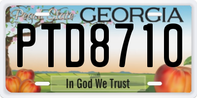GA license plate PTD8710