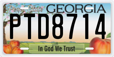 GA license plate PTD8714