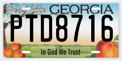 GA license plate PTD8716