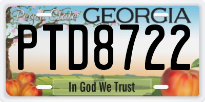 GA license plate PTD8722
