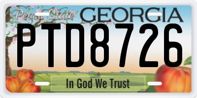 GA license plate PTD8726
