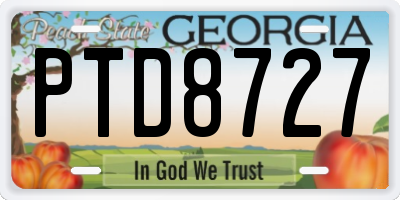 GA license plate PTD8727