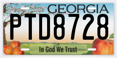 GA license plate PTD8728