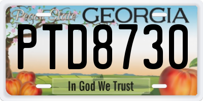 GA license plate PTD8730