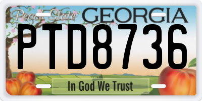 GA license plate PTD8736