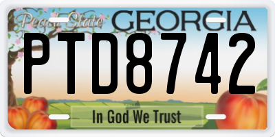 GA license plate PTD8742