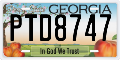 GA license plate PTD8747