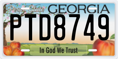 GA license plate PTD8749