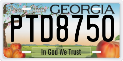 GA license plate PTD8750