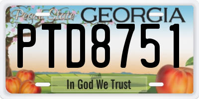 GA license plate PTD8751