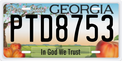 GA license plate PTD8753