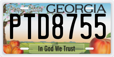 GA license plate PTD8755