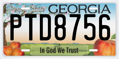 GA license plate PTD8756