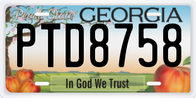 GA license plate PTD8758