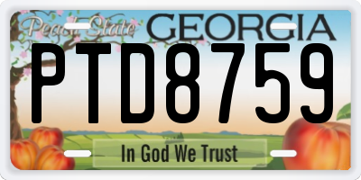 GA license plate PTD8759