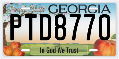GA license plate PTD8770