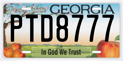 GA license plate PTD8777