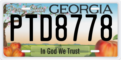 GA license plate PTD8778