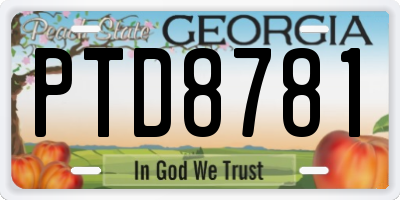 GA license plate PTD8781