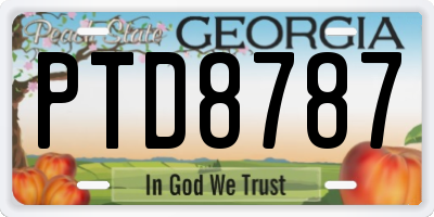 GA license plate PTD8787