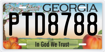 GA license plate PTD8788