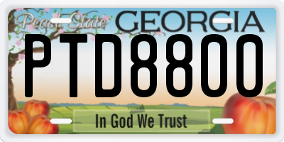 GA license plate PTD8800