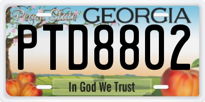 GA license plate PTD8802