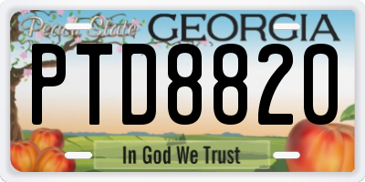 GA license plate PTD8820