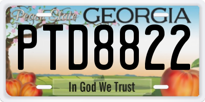 GA license plate PTD8822