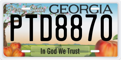 GA license plate PTD8870