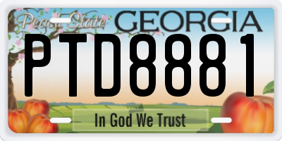 GA license plate PTD8881