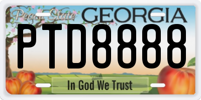 GA license plate PTD8888