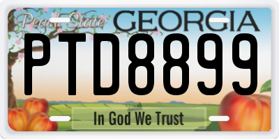 GA license plate PTD8899