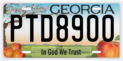 GA license plate PTD8900