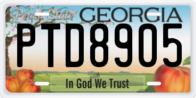 GA license plate PTD8905