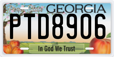 GA license plate PTD8906