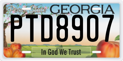 GA license plate PTD8907