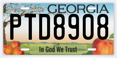 GA license plate PTD8908
