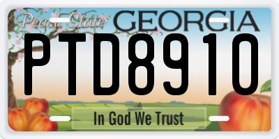 GA license plate PTD8910