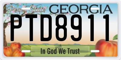 GA license plate PTD8911