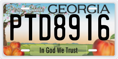 GA license plate PTD8916