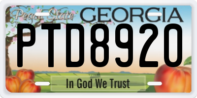 GA license plate PTD8920