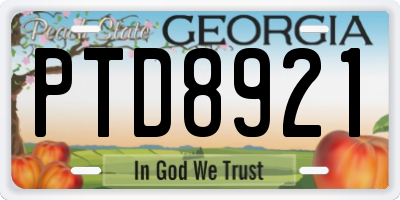 GA license plate PTD8921