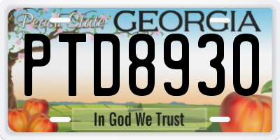 GA license plate PTD8930