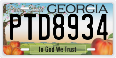 GA license plate PTD8934