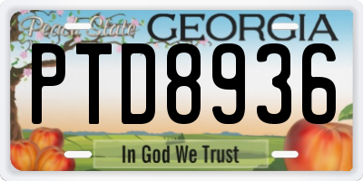 GA license plate PTD8936