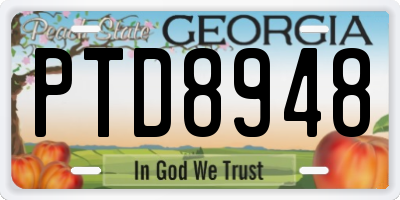 GA license plate PTD8948