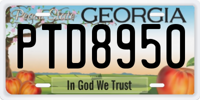 GA license plate PTD8950